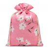 Bolsa estilo lino con la impresión 30 x 40 cm - natural / flores rosadas Bolsas rosas