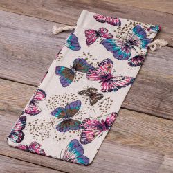 Bolsita estilo lino con la impresión 16 x 37 cm - natural / mariposa Viajes