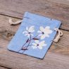 Bolsitas estilo lino con la impresión 10 x 13 cm - natural / flores azules Bolsas de lino