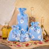 Bolsa estilo lino con la impresión 30 x 40 cm - natural / flores azules Bolsas grandes de lino