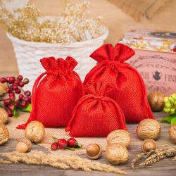 Bolsas de yute 10 x 13 cm - rojo Lavanda y productos secos perfumados