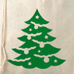 Bolsa estilo lino 26 x 35 cm con la impresión - natural / árbol de Navidad Bolsas de lino