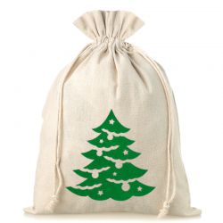 Bolsa estilo lino 26 x 35 cm con la impresión - natural / árbol de Navidad Bolso de la Navidad