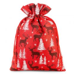 Bolsa grande de yute 26 x 35 cm -  rojo / reno Bolso de la Navidad