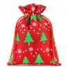 Bolsas de yute 12 x 15 cm - rojo / árbol de Navidad Bolso de la Navidad