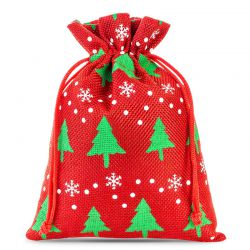 Bolsas de yute 22 x 30 cm - rojo / árbol de Navidad Bolso de la Navidad