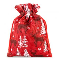 Bolsas de yute 22 x 30 cm - rojo / reno Bolso de la Navidad