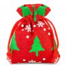 Bolsas de yute 10 x 13 cm - rojo / árbol de Navidad Bolso de la Navidad