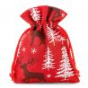 Bolsas de yute 10 x 13 cm - rojo / reno Bolso de la Navidad