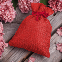 Bolsas de yute 9 x 12 cm - rojo San Valentín