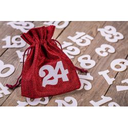 Calendario de Adviento bolsas de yute 13 x 18 cm: granate + números blancos Gadgets de marketing