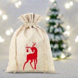 Bolsa de yute 30 x 40 cm - Navidad - Ciervo Bolsas ocasionales