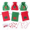 Bolsas de yute con calendario de adviento, tamaño 12 x 15 cm - verde y rojo + números rojos y verdes Bolso de la Navidad