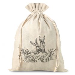Bolsa estilo lino 26 x 35 cm con estampado de Pascua de conejitos vintage San valentín