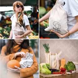 Bolsas estilo lino para verduras (3 uds) y bolsas de compra de algodón (2 uds) (DE) Bolsas de algodón