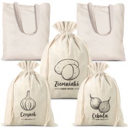 Bolsas estilo lino para verduras (3 uds) y bolsas de compra de algodón (2 uds) (PL) Bolsas de algodón