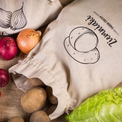 Bolsas estilo lino para verduras (3 uds) y bolsas de compra de algodón (2 uds) (PL) Kits