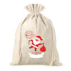 Bolsa estilo lino de 30 x 40 cm con estampado: Papá Noel Bolso de la Navidad