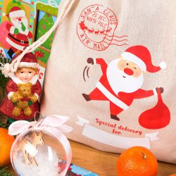 Bolsa estilo lino de 30 x 40 cm con estampado: Papá Noel Todos los productos
