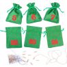 Calendario de adviento bolsas de yute 13 x 18 - verde + números rojos Bolso de la Navidad