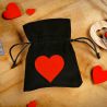 Bolsas de terciopelo 8 x 10 cm - negro - corazón Bolsas pequeñas 8x10 cm