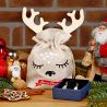 Bolsa de yute 13 x 18 cm: Navidad + bola de madera con cuernos Navidad