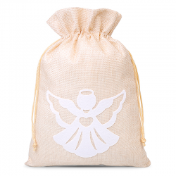 Bolsa de yute 22 x 30 cm- ángel blanco Bolso de la Navidad