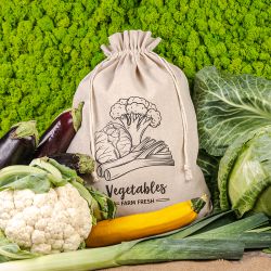 Bolsa grande estilo lino con la impresión 35 x 50 cm - para verduras (EN) Compras y almacenamiento cocina