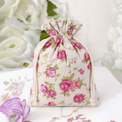 Bolsas estilo lino con la impresión 22 x 30 cm - natural / rosas Viajes