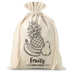 Bolsa grande estilo lino 30 x 40 cm con la impresión - fruta (EN) Compras y almacenamiento cocina
