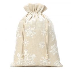 Bolsa estilo lino con la impresión 26 x 35 cm - natural / nieve Bolso de la Navidad