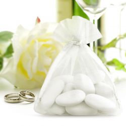 Bolsas de organza 9 x 12 cm - blanco Agradecimiento a los invitado
