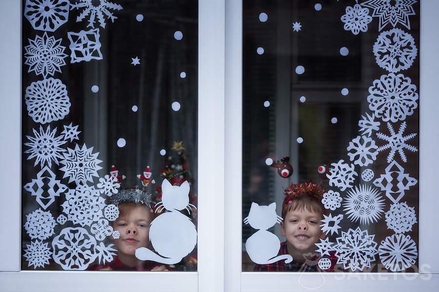 Decoración de ventanas en guardería: decoraciones de invierno