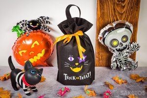 Bolsa de dulces de Halloween con gato negro