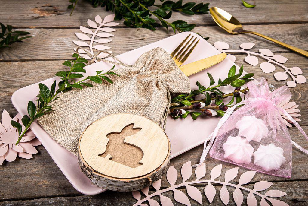 Bolsa de yute para Pascua - bolsas como decoración de mesa y envoltorio para dar las gracias a los invitados