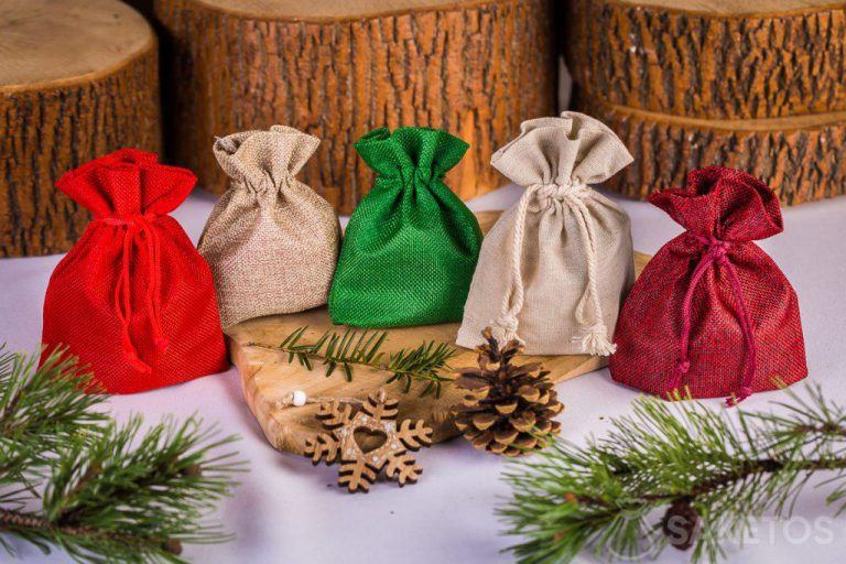 Bolsas de Navidad de lino y yute