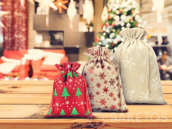 Fabricante de bolsas de Navidad de yute y lino, entre otros