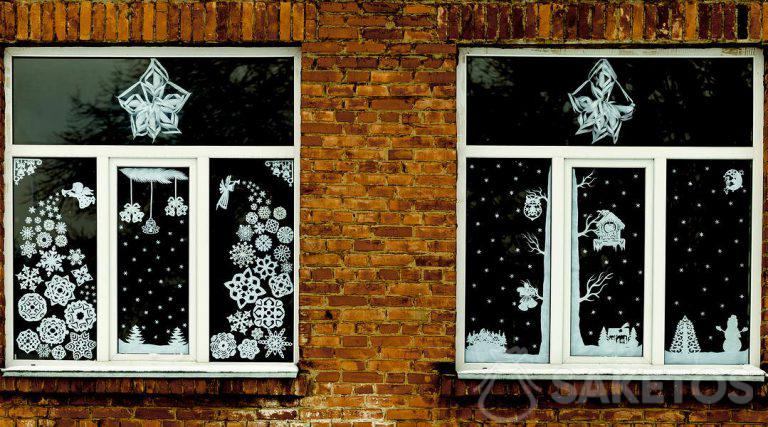 Decoración de invierno para las ventanas del cuarto de los niños