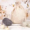 Bolsas de lino grandes para guardar lana y accesorios de artesanía.
