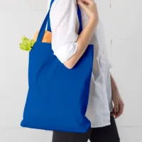 Bolsa de algodón 38 x 42 cm con asas largas - azul Bolsas de la compra con asas