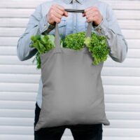 Bolsa de algodón 38 x 42 cm con asas largas - gris Bolsas de algodón