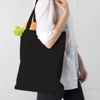 Bolsa de algodón 38 x 42 cm con asas largas - negro Bolsas negras