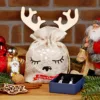 Bolsa de yute 13 x 18 cm: Navidad + bola de madera con cuernos Navidad