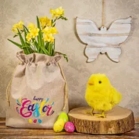 Bolsa grande de yute 30 x 40 cm con estampado - happy Bolsas ocasionales