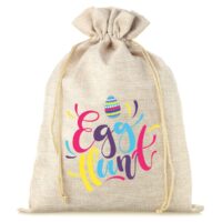 Bolsa grande de yute 30 x 40 cm con estampado – huevos San valentín