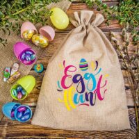 Bolsa grande de yute 30 x 40 cm con estampado – huevos Bolsas ocasionales