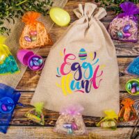Bolsa grande de yute 30 x 40 cm con estampado – huevos Bolsa de yute