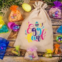 Bolsa grande de yute 30 x 40 cm con estampado – huevos Bolsa de yute