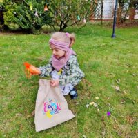 Bolsa grande de yute 30 x 40 cm con estampado – huevos Bolsas con impresion
