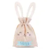 Bolsa de yute con dimensiones 13 x 18 cm- Pascua + huevo de Pascua de madera con orejas Bolsas ocasionales